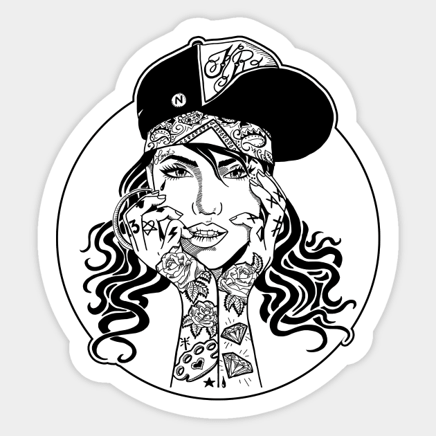 Girl with Tattoos Sticker by Kingrocker Clothing